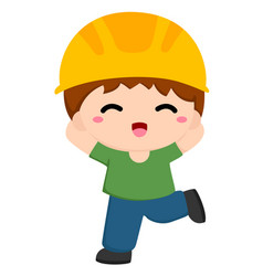 Cute Boy Wearing Construction Hat Clipart