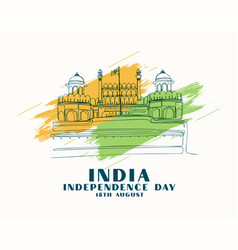 Independence Day Of India With Hand Drawn Red Fort