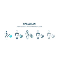 Salesman Icon In 5 Different Style Outline Filled