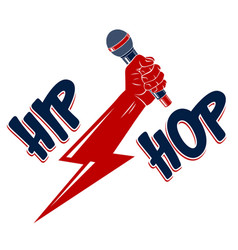 Rap Music Logo Or Emblem With Microphone In Hand