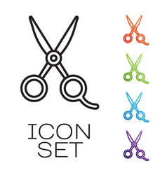 Black Line Scissors Hairdresser Icon Isolated On