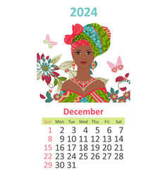 Calendar 2024 December Template Portrait