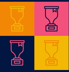 Pop Art Line Award Cup Icon Isolated On Color