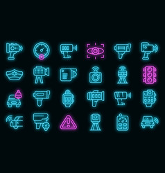 Speed Radar Icons Set Neon