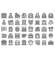 Cambodia Icons Set Outline Asia