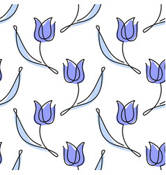 One Line Tulip - Seamless Background For Fabric