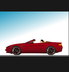 Red Car Cabriolet On The Road 3d