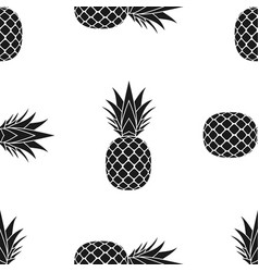 Pineapple Seamless Pattern Black Tropical Fruits