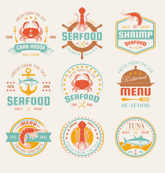 Seafood Colored Restaurant Emblems