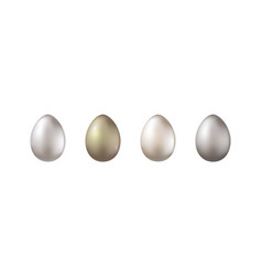 Set Of Gold Silver Bronze Metal Eggs Realistic