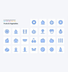 25 Fruits Vegetables Blue Icon Pack