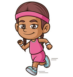 Hispanic Girl Running For Exercise Cartoon