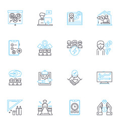 Work Area Linear Icons Set Desk Cubicle Office