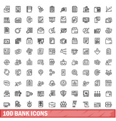 100 Bank Icons Set Outline Style