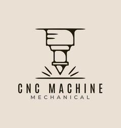 Cnc Machine Modern Technology Line Art Logo Icon