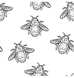 Cute Cartoon Bumble Bee Doodles Seamless Border