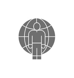 Globe Earth With Man Grey Fill Icon Global