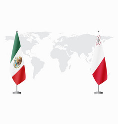 Mexico And Malta Flags For Official Meeting