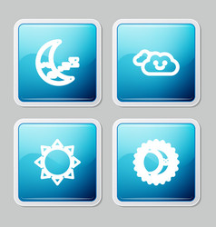 Set Line Moon Icon Cloud Sun And Eclipse