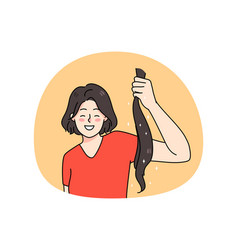 Smiling Woman Do Hair Donation