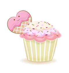 Cupcake And Heart Wafer Cookies