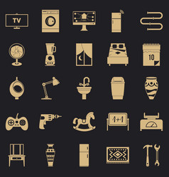 Sleeping Quarters Icons Set Simple Style