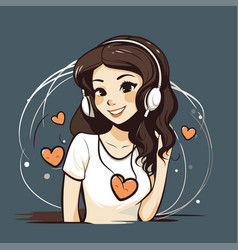 A Beautiful Girl Listening To Music On Headphones