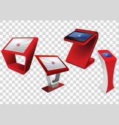 Four Red Promotional Interactive Information Kiosk