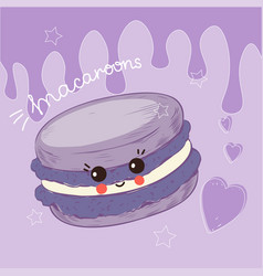 Macaron Poster Cute Cookie With Face Comic