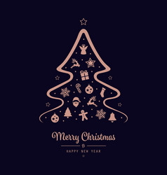 Merry Christmas Tree Icon Rose Gold Elements