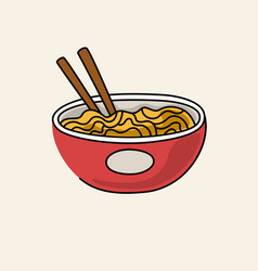 Drawing Of Asian Noodles In A Cup