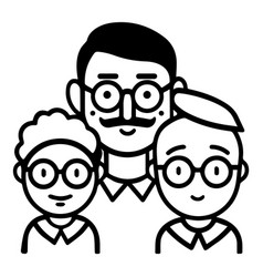 Father With Kids Flat Icon Isolated On White