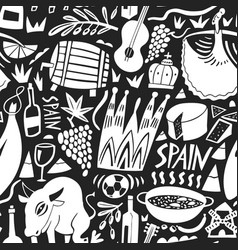 Hand Drawn Spain Landmarks Seamless Pattern