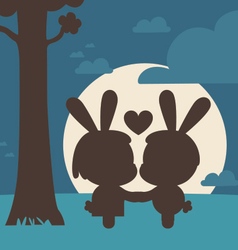 Bunny Couple Kissing Under Tree