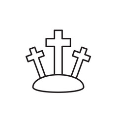 Calvary Hill Linear Christian Icon Three Crosses