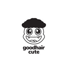 Cartoon Big Smile Head With Hairstyle Logo Design