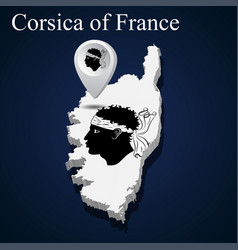 Flag Of Corsica Of France On Map On Dark