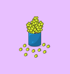 Green Grapes In Metal Open Tin Can Icon