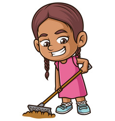 Hispanic Girl Plowing Cartoon