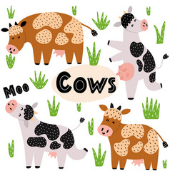 Cute Cows Set Clipart Collection With Funny Farm