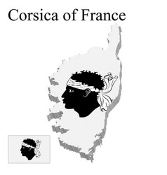 Flag Of Corsica Of France On Map On White