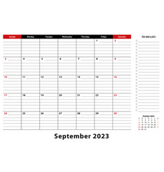 September 2023 Monthly Desk Pad Calendar Week