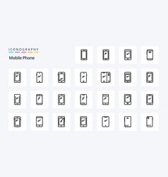 25 Mobile Phone Line Icon Pack