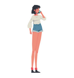 Casual Girl Speaking Phone Character