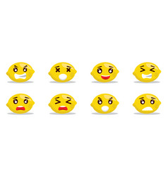 Cute Lemon Cartoon Emoji Set Different