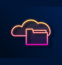 Glowing Neon Line Cloud Or Online Library Icon