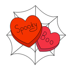 Heart Candies With Spider Web Boo And Spooky Text