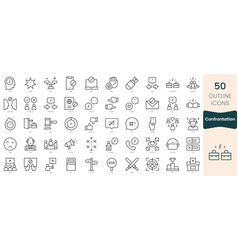 Set Of Confrontation Icons Thin Linear Style