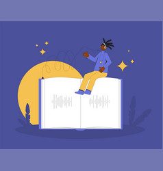 Young Woman Listening To Audiobook At Night