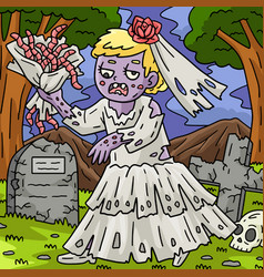 Zombie Bride Colored Cartoon